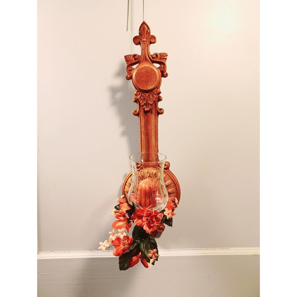 Vintage 1970's Metal Harvest Gold Color Wall Sconce Candle Holder